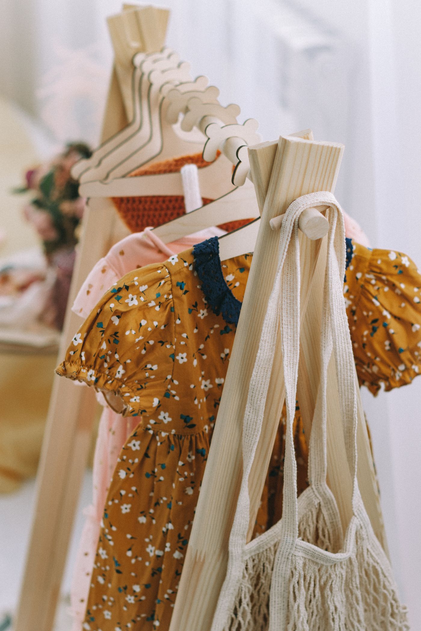 Children's dresses on hangers